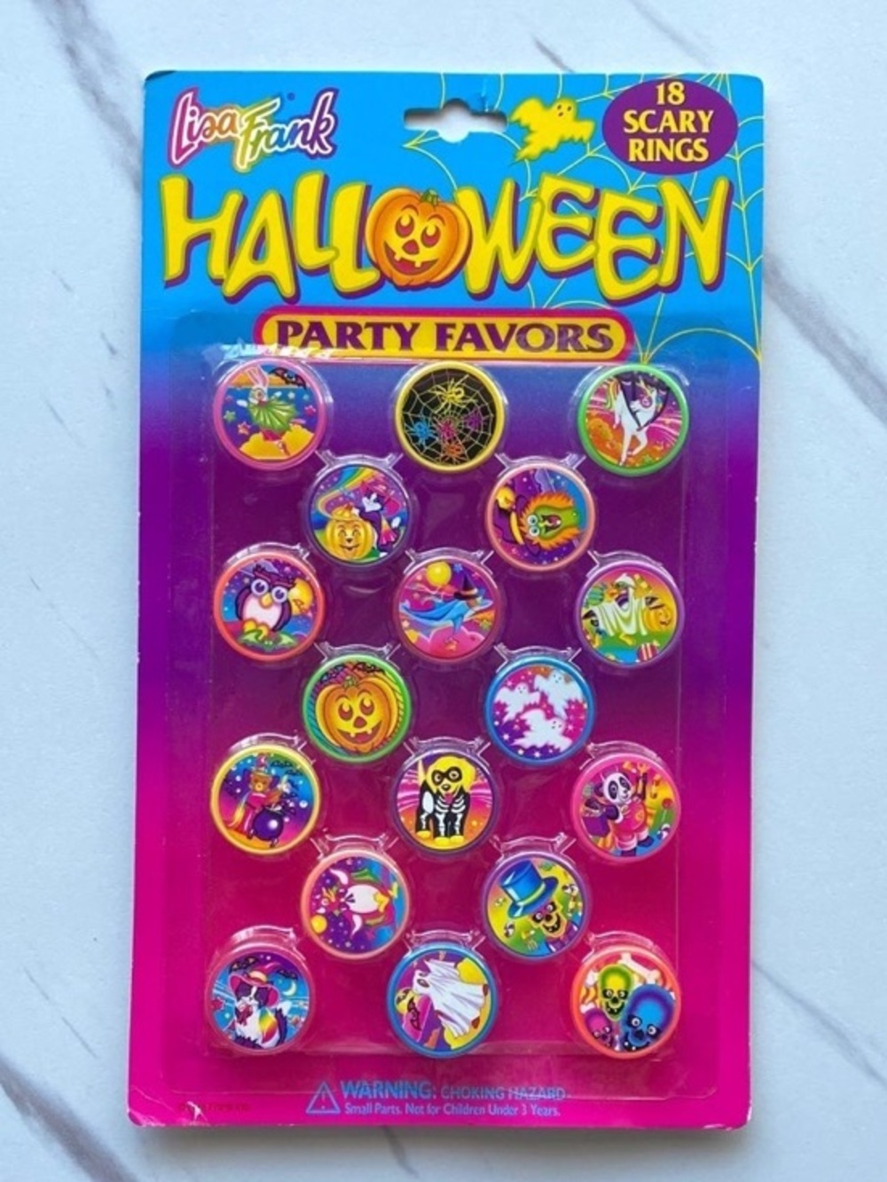VTG Lisa Frank Halloween party favors 18 pack rings - SIP